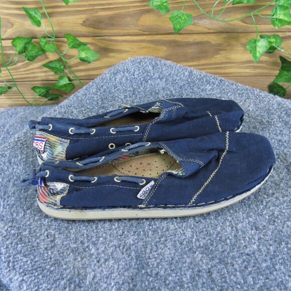 Bobs Women's Flat Blue Fabric Sz 6 Medium Used 2025 - Picture 3 of 6